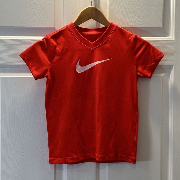 Nike Dri Fit Youth Boy’s Size Small Red W/ White Logo - Picture 1 of 4